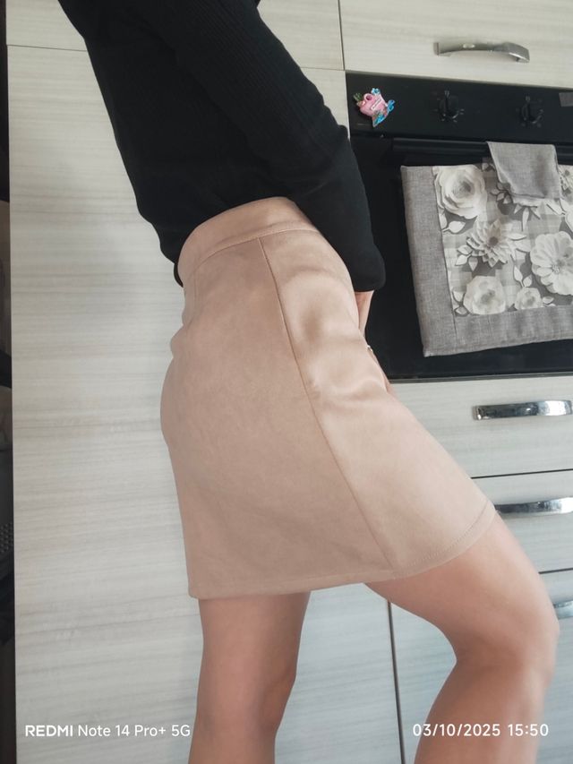 Gonna scamosciata beige taglia M