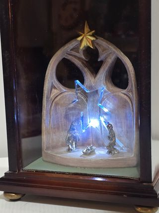 Presepe ceramica vintage in teca legno