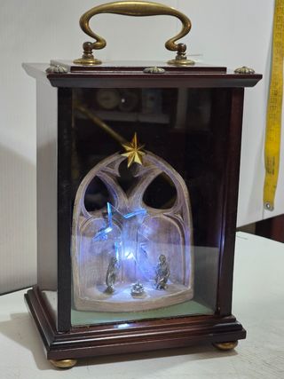 Presepe ceramica vintage in teca legno