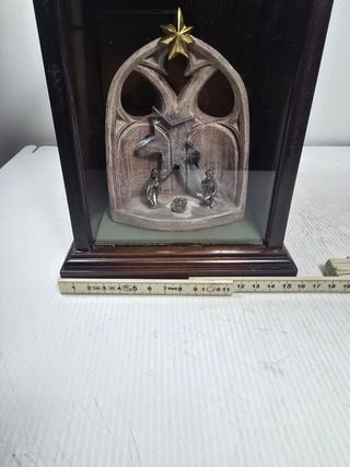 Presepe ceramica vintage in teca legno