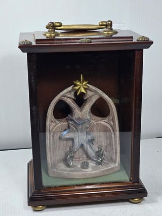 Presepe ceramica vintage in teca legno