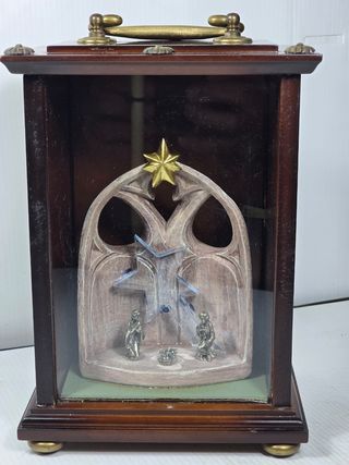 Presepe ceramica vintage in teca legno
