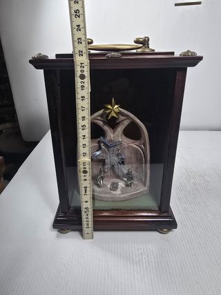 Presepe ceramica vintage in teca legno