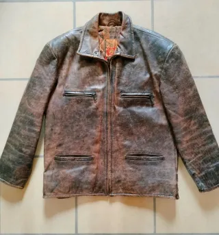 Giacca vera pelle invecchiata marrone