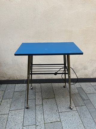 Mesa alta vintage industrial azul