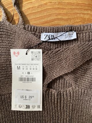 Top punto Zara marrón talla M