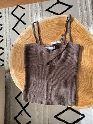 Top punto Zara marrón talla M
