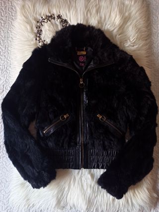 Chaqueta Mango Negra Piel y Pelo Real 