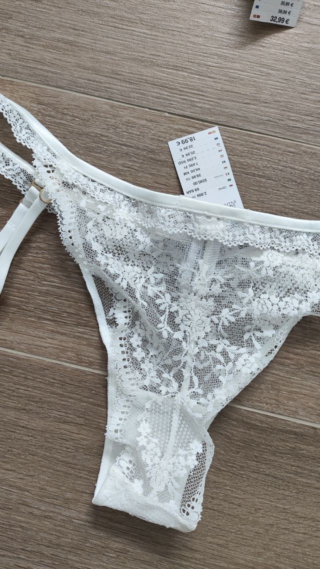 Conjunto encaje blanco lencería