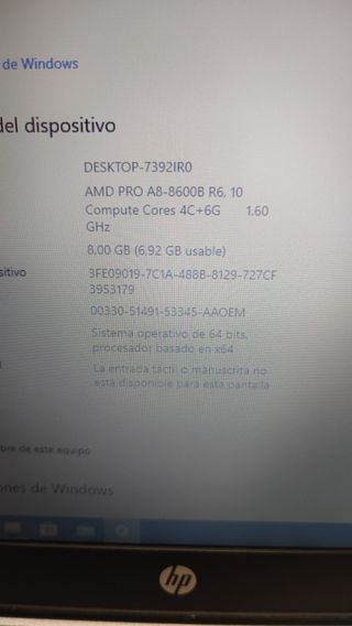 Portátil HP 725 G3 AMD 8GB SSD