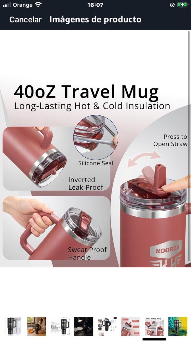 Vaso Térmico NOORZA 40 oz con Asa