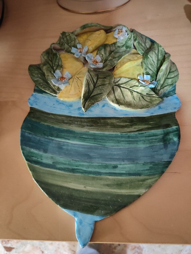 Decorazione ceramica limoni e fiori