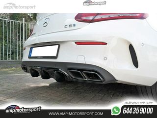 DIFUSOR TRASERO MERCEDES C C205 63 AMG COUPE 2014-2018 NEGRO MATE