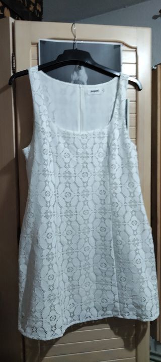 Vestido Desigual Blanco Encaje Talla M