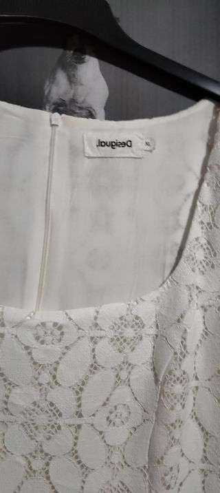 Vestido Desigual Blanco Encaje Talla M