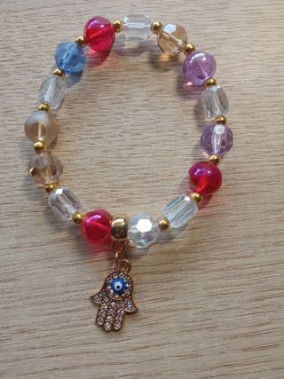 Pulsera multicolor con amuleto Mano de Fátima