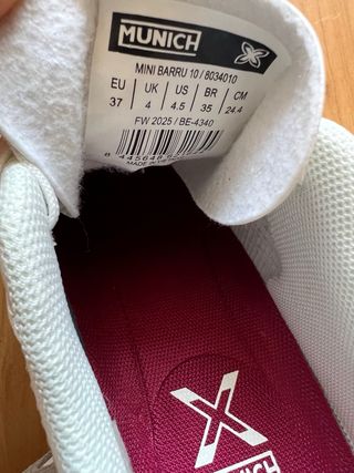 Zapatillas Munich Barru Blancas y Rojas
