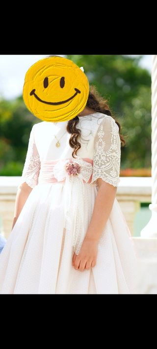 Vestido de Comunión Blanco y corona 