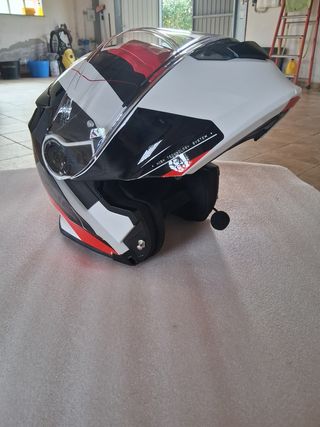 Casco de Moto Integral Modular Blanco y Rojo