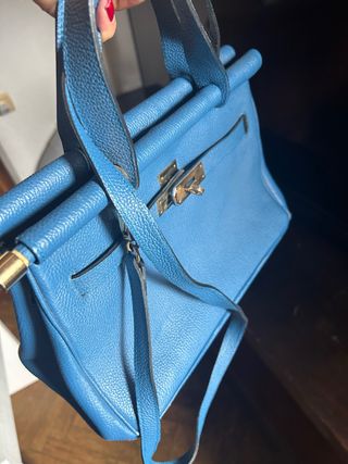Borsa Hermes in pelle martellata blu