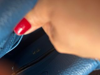 Borsa Hermes in pelle martellata blu