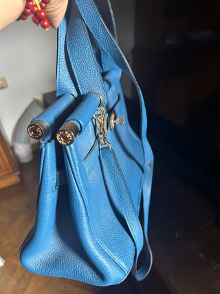 Borsa Hermes in pelle martellata blu