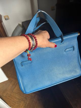 Borsa Hermes in pelle martellata blu
