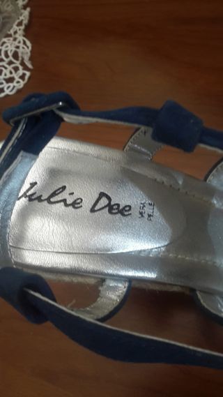 Sandali Zeppa Blu e Argento Julie Dee