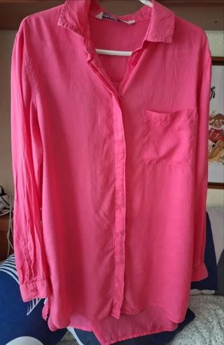 Camisa larga Zara rosa Talla M