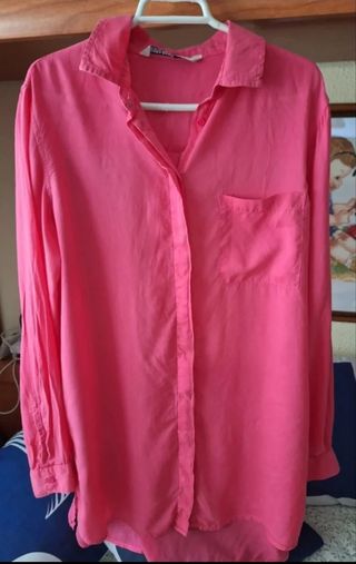 Camisa larga Zara rosa Talla M