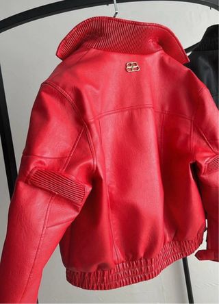 Chaqueta Balenciaga Piel Sintética Roja
