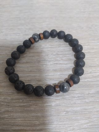 Pulsera Cuentas Volcánicas Unisex, 19cm