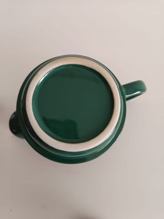 Tetera y Taza Cerámica Verde y Roja