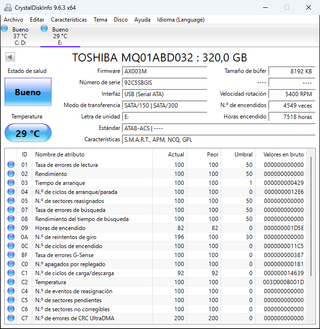 Disco Duro Toshiba 320GB MQ01ABD032