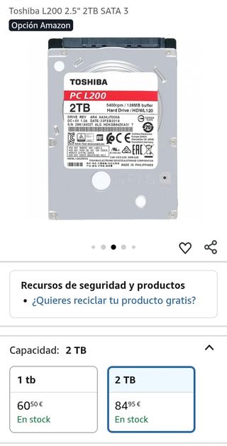 Disco Toshiba L200 2TB 2.5" 5400rpm 128MB SATA