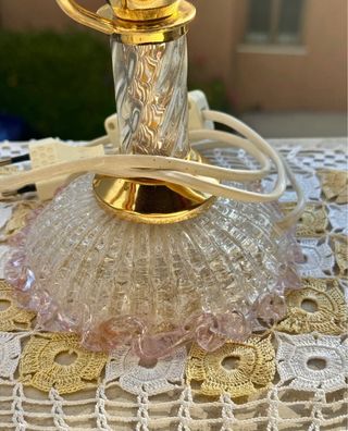Lampada Vetro Murano Oro Rosa Trasparente
