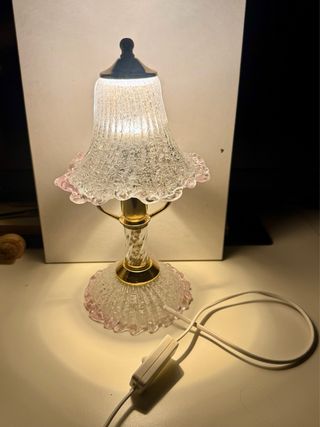 Lampada Vetro Murano Oro Rosa Trasparente