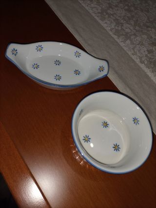 Set 2 Ciotole Ceramica Fiori Blu