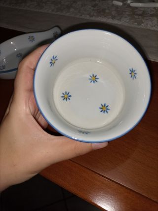 Set 2 Ciotole Ceramica Fiori Blu