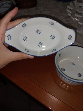 Set 2 Ciotole Ceramica Fiori Blu