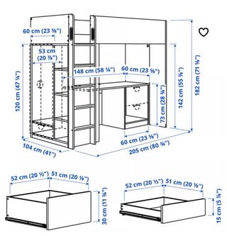 Cama Alta IKEA STUVA con colchón