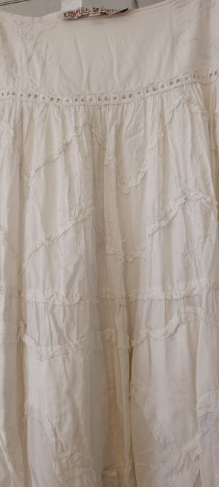 Falda larga blanca boho