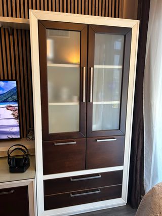 Vitrina Mueble Salón Madera y Cristal