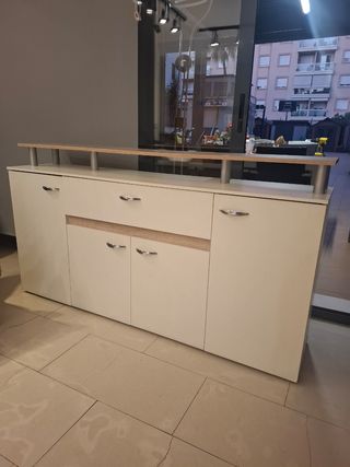 Aparador Mueble TV Blanco y Marrón 158x85x35cm