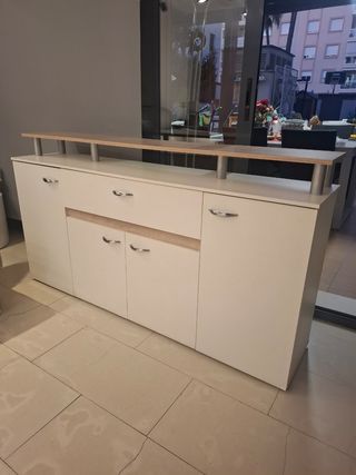 Aparador Mueble TV Blanco y Marrón 158x85x35cm