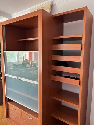 Mueble TV madera y cristal