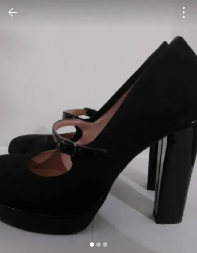 Scarpe décolleté tacco largo nere