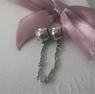 Pandora Cadena Seguridad Corazones Plata