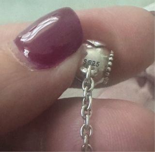 Pandora Cadena Seguridad Corazones Plata