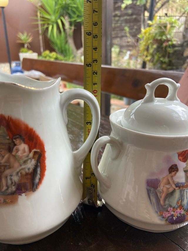 Lattiera e Zuccheriera in Porcellana Decorata